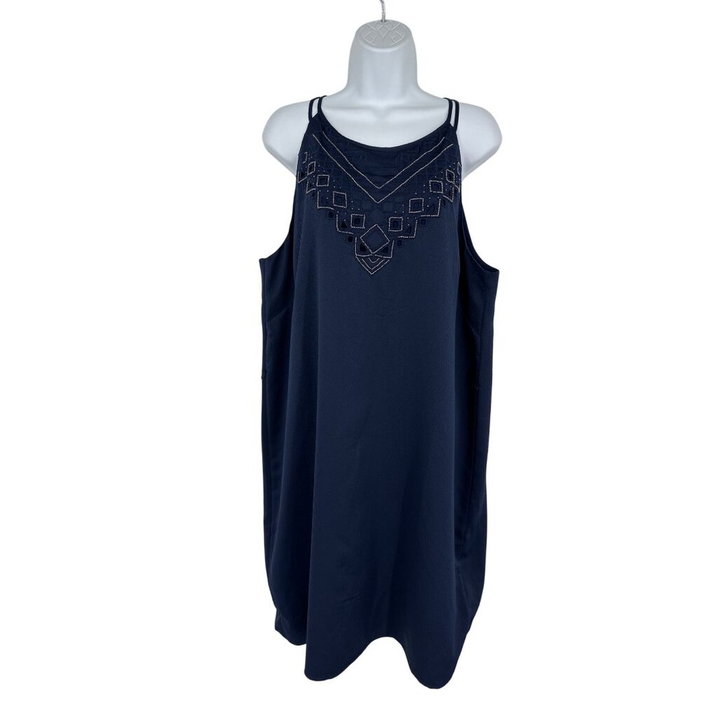 Banana Republic Womens Navy Slip/Sheath Dress w/ Cutouts Beaded Detail Size XL